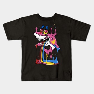 Trippy Cartoon Shark Kids T-Shirt